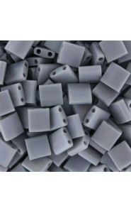 Miyuki tila 5x5mm beads - Opaque cement grey matted ab TL-498FR